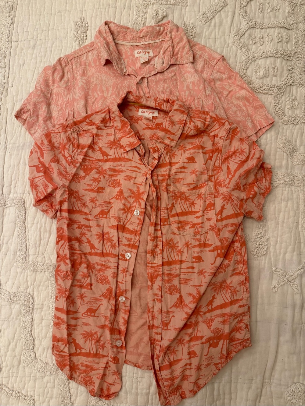 Boys cat & Jack tropical pink button down shirts 8/10
